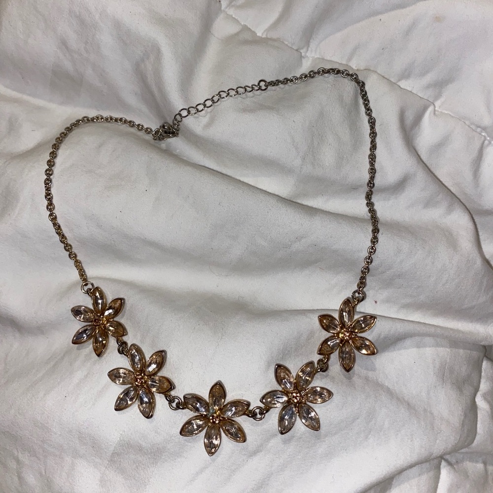Rose Gold Floral Statement Necklace